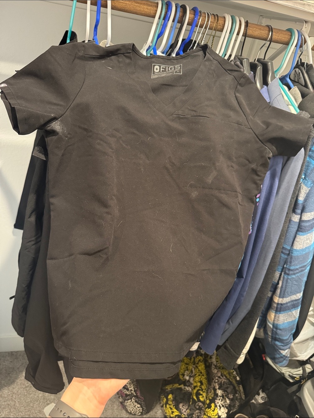 Figs black V-Neck Scrub Top - Small